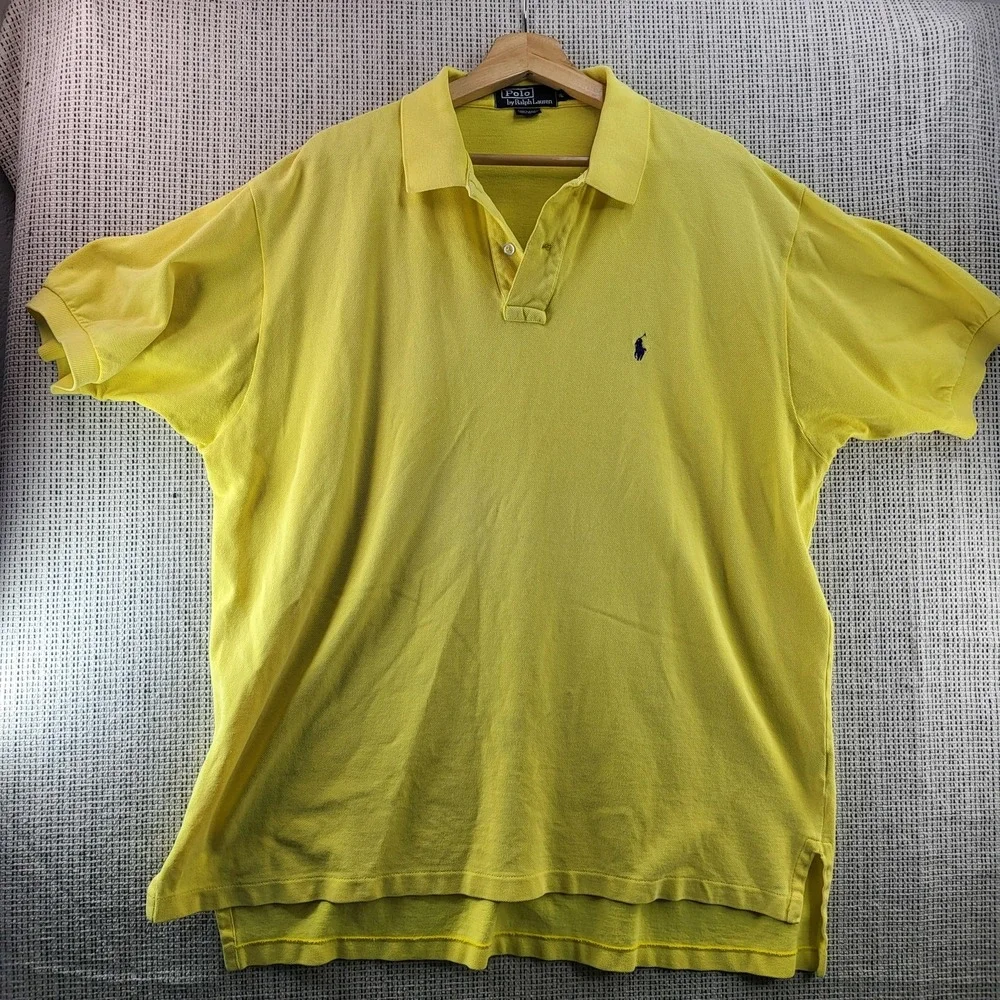 Polo Ralph Lauren Polo Shirt Mens XL Yellow‎ Classic Fit Cotton Pony Logo